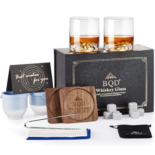 BQD Whiskey Gifts for Men Premium Glasses Gift Set 3 Chilling Options