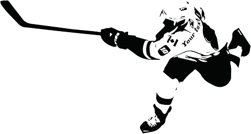 Hockey Wall Decor - Personalized Player Shooting Puck - Vinyl Sticker for Teen, Boy's Bedroom or Playroom - Sports Decorations