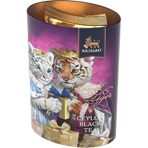 Richard Tea-Tigers Babies 20 Pyramids (1.7G Each) Ceylon Black Tea, Tin 34G (Tiger Babies) Gift Box Rich Aroma Intense Flavor #TOP2