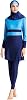 YEESAM Muslim Swimsuits for Women Tummy Control Plus Size Full Coverage Islamic Modest Swimwear Burkini Stripes