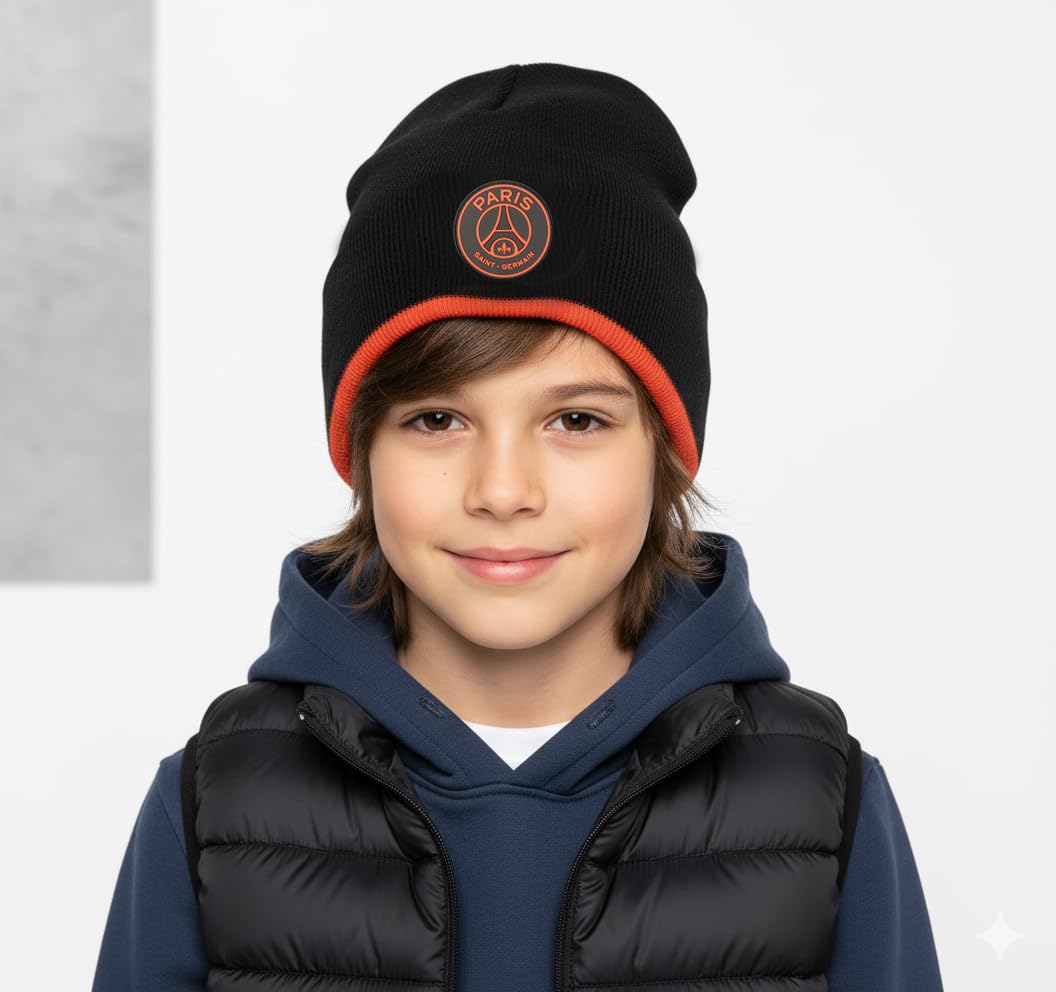 Bonnet Enfant PSG – Collection Officielle Paris Saint-Germain, Acrylique, Bleu/rouge