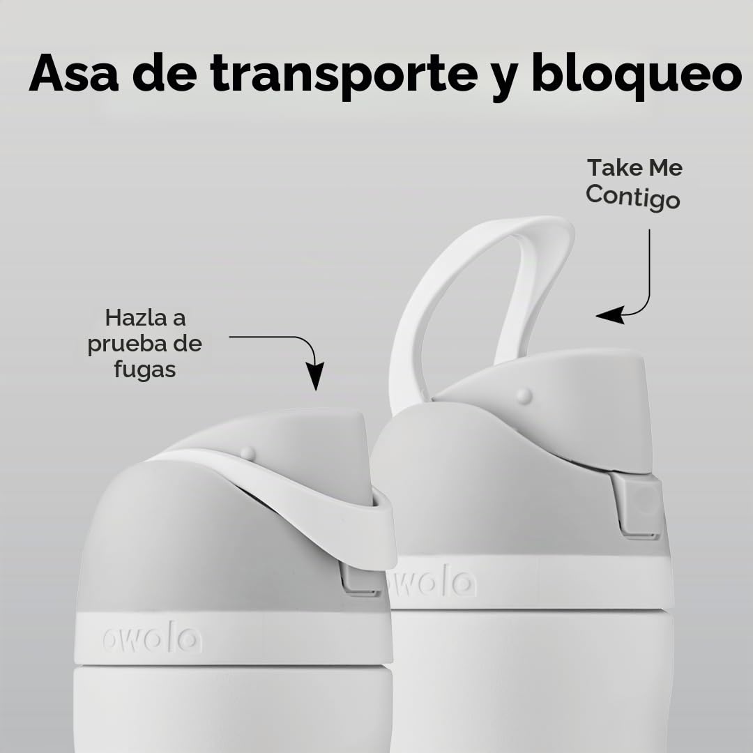 Owala FreeSip Botella de agua aislada de acero inoxidable con botón y popote integrado, 710 ml, malvavisco tímido