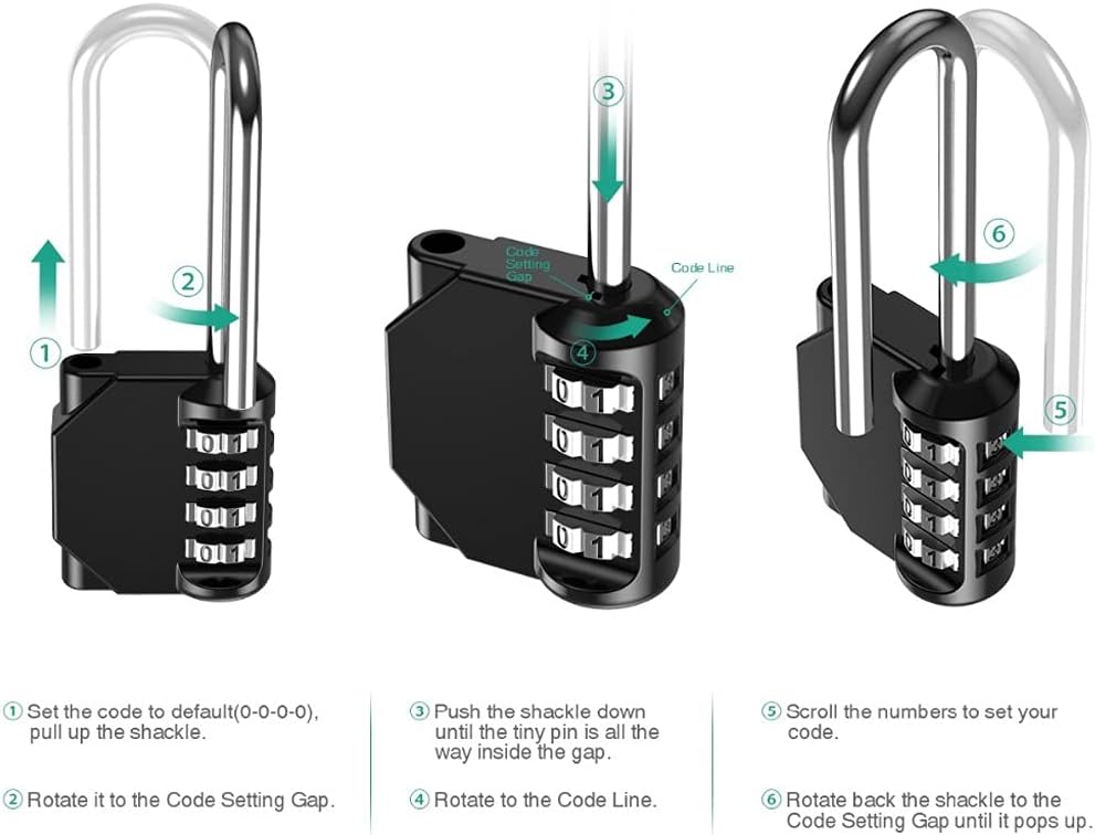 2pcs Dial Digit Padlock Security Alloy Combination Code Number Lock Padlock Lock for Drawer Cabinet Gym (Color : Black) (Black)