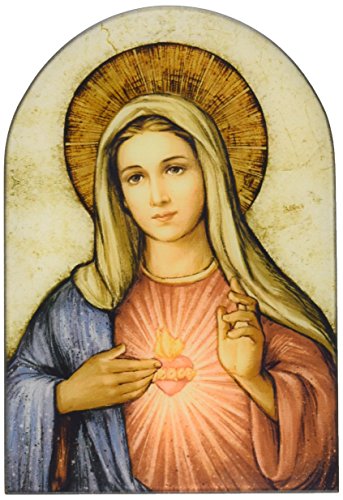 Sacred Traditions The Immaculate Heart of Mary Icon 7 Inch Wood Arched Plaque