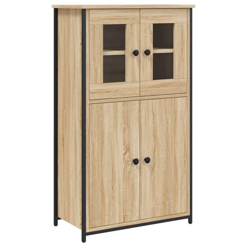vidaXL Aparador Alto, Alacena con Puertas Estantes, Armario Consola, Aparador Auxiliar para Salón Hogar, Madera Contrachapada Roble Sonoma