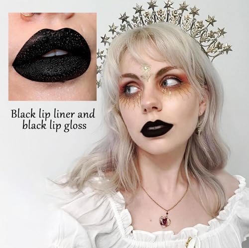 Ljybobin Black Matte Liquid Lipstick Set,Waterproof Smudge Proof Black Lip Liner And Lipstick Set For Women,Velvet Long Lasting Non-Stick Cup Lip Gloss Stain Set For Halloween Cosplay Goth Daily Lip Makeup thumb #2