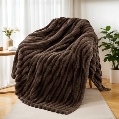 Exclusivo Mezcla Kuscheldecke Flauschig Fleecedecke Flanell Decke, Leichte und Warme Sofadecke Couchdecke für Ganzjahreszeit, 130 x 150 cm Braun