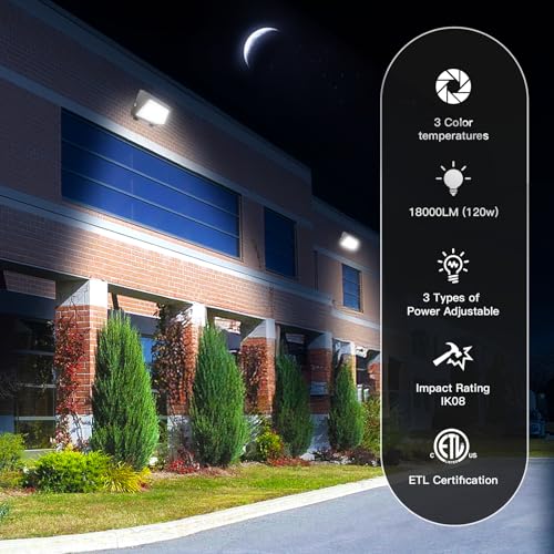 JTT 18000LM IP65 Waterproof 6000K Dusk to Dawn LED Wall Pack Light Outdoor