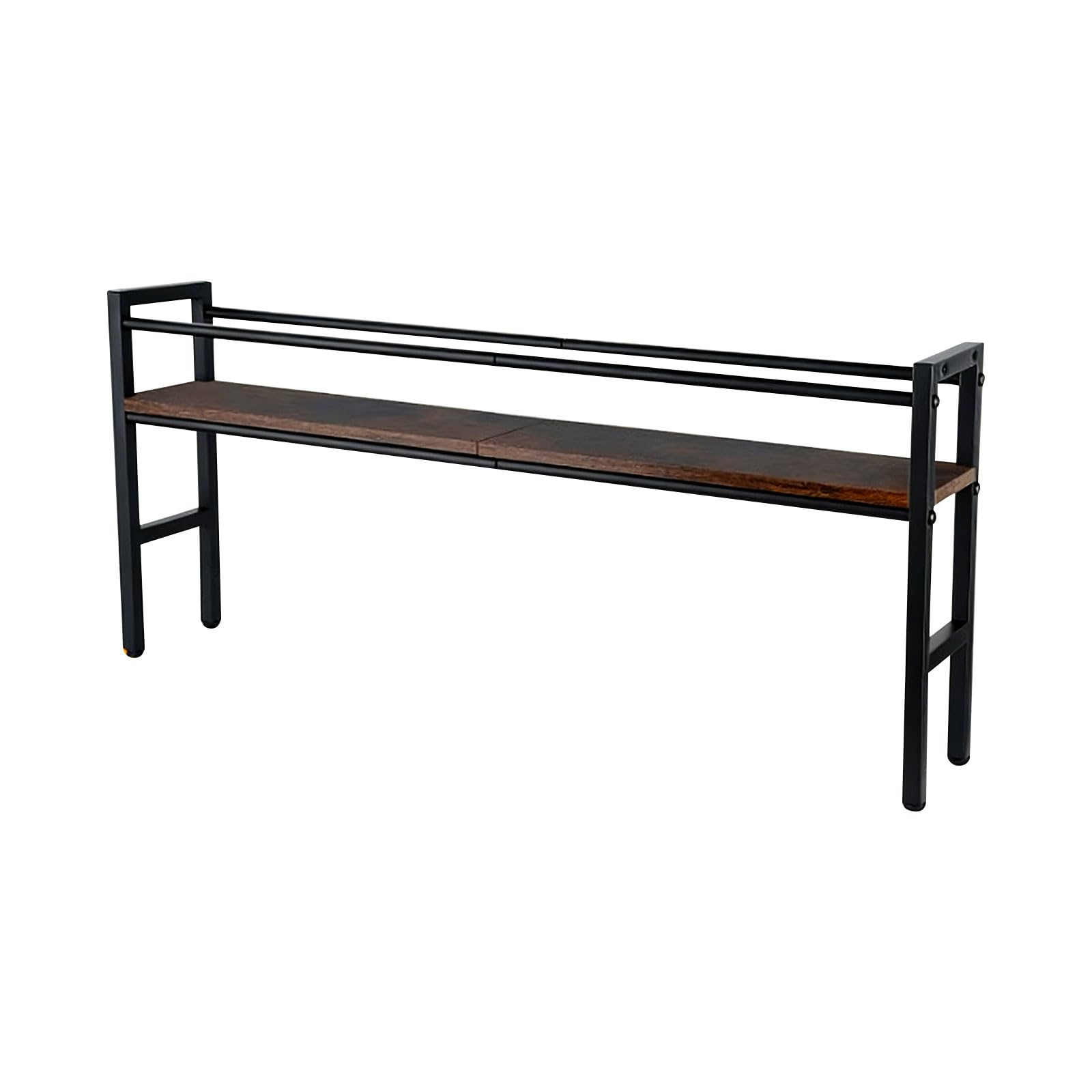Greabuy Moderno soporte para condimentos de cocina con base de madera y estructura de hierro, excelente para organización compacta de áreas, estante de cocina negro