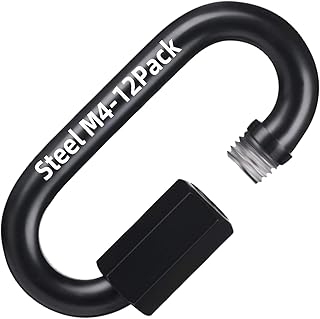 PANSNG 12 Pack M4 Black Steel Chain Quick Links Screw Locking Chain Link Connector 5/32 4mm Oval Chandelier Chain Link Black 500lbs…