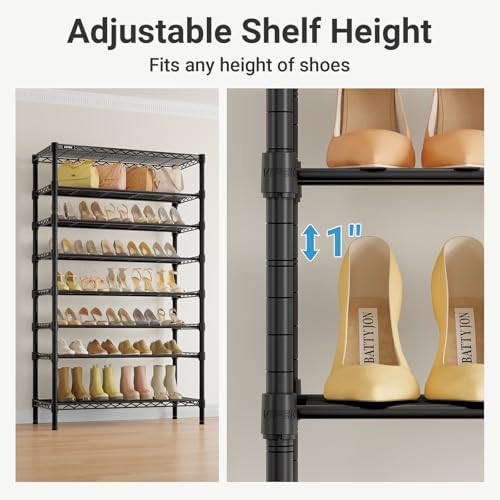 Image of VIPEK S1 Plus Shoe Rack, 8-Tier Extra Wide Heavy Duty Shoe Organizer, Large Capacity Metal Shoe Cabinet Up to 40 Pairs, Adjustable & Detachable Shoe Storage for Entryway /Bedroom /Closet, 750 lbs Black