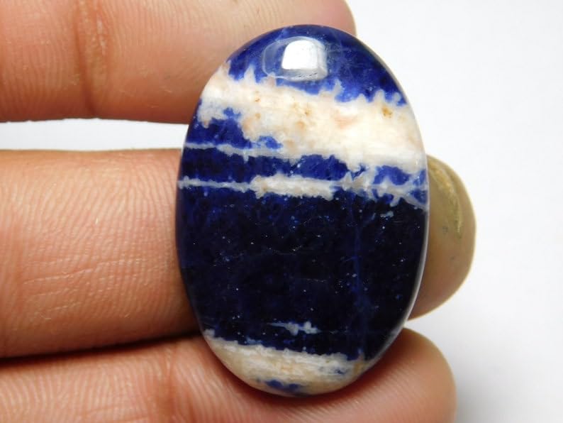 Pierre gemme sodalite cabochon 32x21mm pour création de collier, bague et pendentif