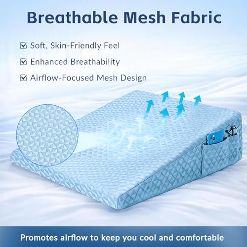 Image of Wedge Pillow for Sleeping, 7.5 inch Memory Foam Bed Wedge for Back and Leg Use | Dual-Layer Foam with a High-Density Base Provides Stable Support, Resists Flattening, and Stays Secure with a Non-Slip Bottom