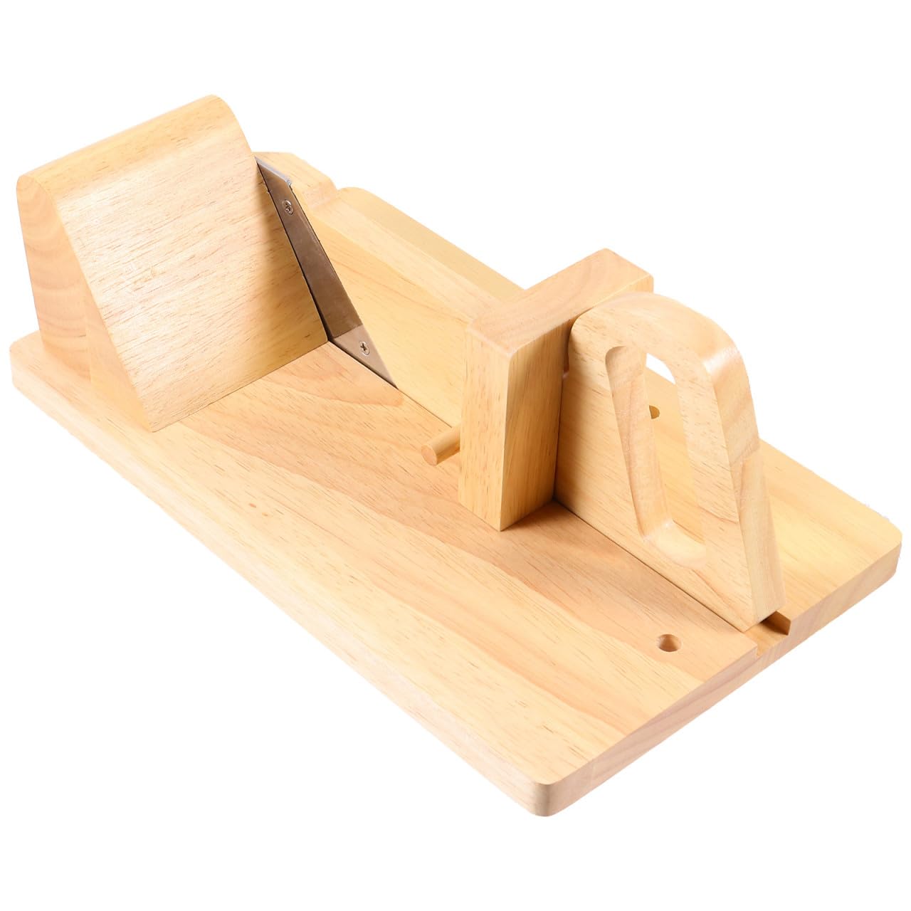VICASKY Holz Wurstschneider mit Edelstahlklinge Manuell Robustes Eichenholz Küchen Gadget für Hot Dog und Wurstaufschnitt Handlicher Fleischschneider für Camping und Picknick
