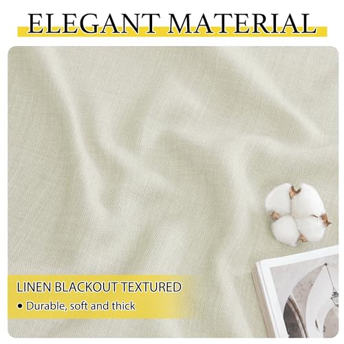 Image of NICETOWN Natural Linen Room Darkening Curtain Valances for, Grommet Faux Linen Blend Short Curtains Thermal Insulated Window Tiers for Kitchen Over Sink, W52 x L30, Set of 2