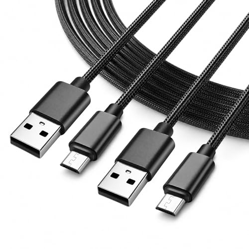 Image of Superer 2 Pack 10 ft Micro USB Charger Cable Fit for PS4 Controller, Xbox One X S, Kindle Paperwhite, Amazon Fire Tablet, Roku Streaming, Android Phones Charging & Data Sync Nylon Braided Cord