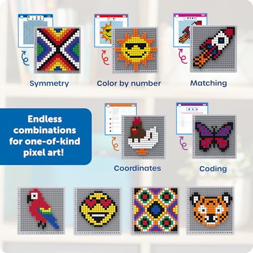 Image of Learning Resources STEM Explorers Pixel Art Pro - Critical Thinking, Math Manipulatives, Problem Solving Skills, Pattern Blocks, Brain Games, Montessori, Fine Motor Skills, Gifts for Boys and Girls