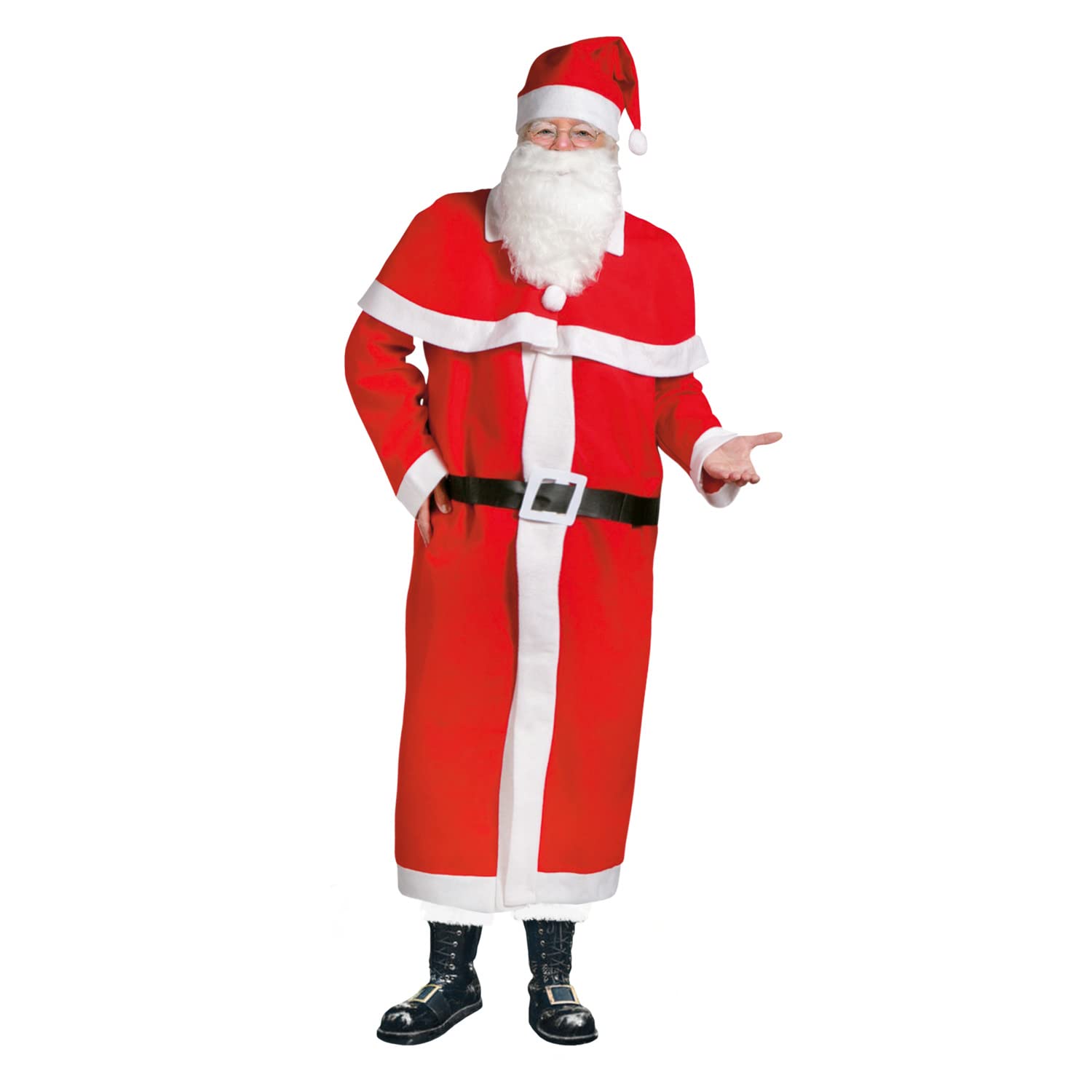 Idena 8580108 - Zestaw kostiumów Mikołaja, Santa, Father Christmas, czapka, broda, płaszcz, pas, peleryna