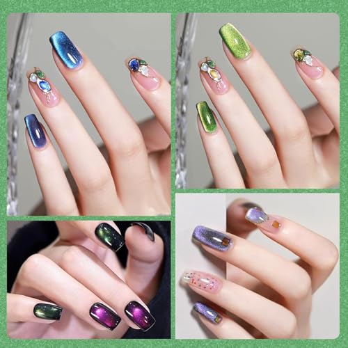 Image of BOLT BEE 9D Galaxy Cat Eye Gel Nail Polish Glitter Magnetic Art Polish for Nail Designs | LED Soak-Off Gel Lacquer Strong & Long-Lasting nail Art for Home & Salon -(Sea Green)