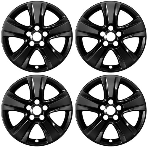 TangMiGe 4-Pack 17 inch Wheel Skins Compatible with Toyota RAV4 / RAV4 Hybrid 2019 2020 2021 2022 2023 2024 2025, fit for 17" Alloy Wheel, Snap-on Wheel Cover, Bright Black Color