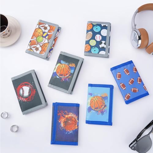 Image of Kids Wallet for Boys Girls, Trifold RFID Wallet with Key Chain and Zipper Pocket for Kids 4-18 Novelty Birthday Gifts, Coin Pouch Purse for Children Teens Outdoor Sports-Baseball