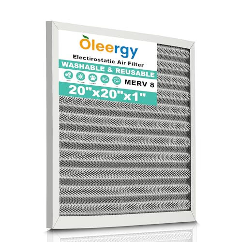 20x20x1 HVAC Furnace Air Filter Lasts a Lifetime Washable Reusable Electrostatic Air Filter MERV 8 Breathe Fresher Home And Office (Actual Size:19.75x19.75x0.82 Inch)