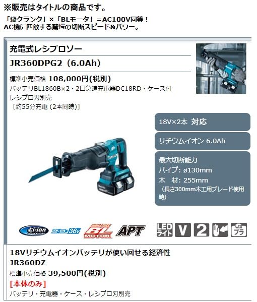 Amazon.co.jp: マキタ(Makita) 充電式レシプロソー 36V バッテリ・充電