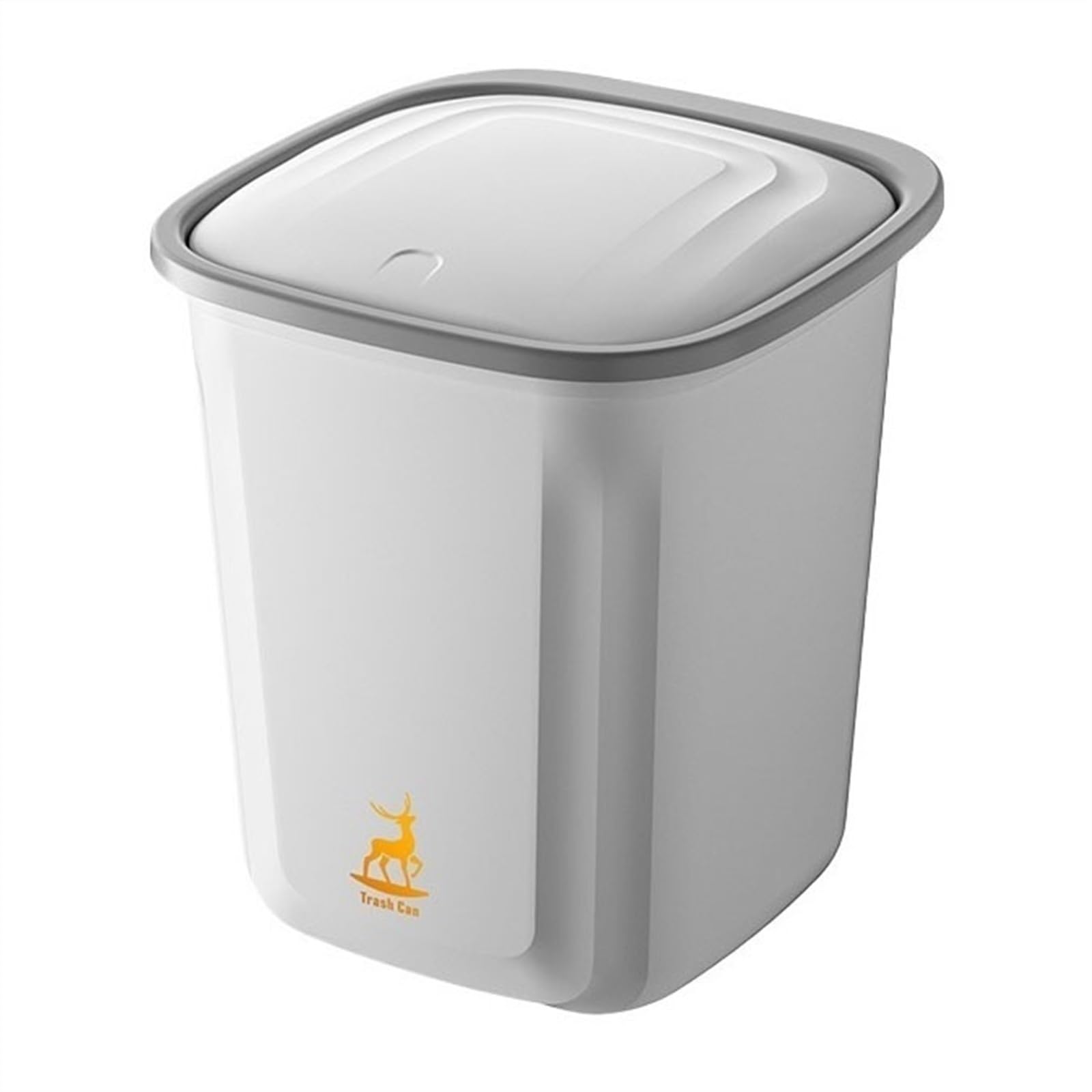 Pogrubiony plastikowy kosz na śmieci, kosz na śmieci, kwadratowy kosz na śmieci z pokrywką, z pokrywką typu wciskanego do domu, łazienki, toalety, kuchni (biały)