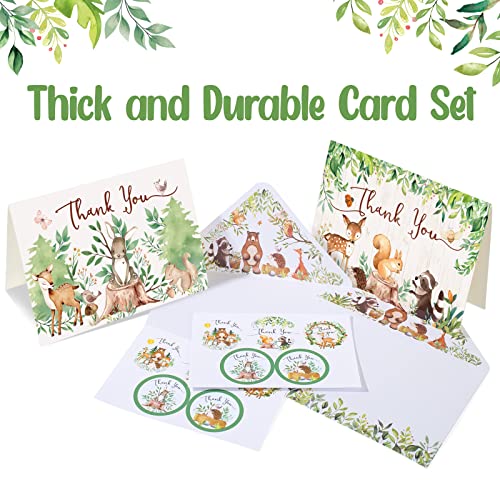 Hunanyume 50 Woodland Thank You Cards, 4×6 In Assorted Woodland Creatures Thank You Note Cards With Envelopes & Stickers, Bulk Cute Forest Animals Cards For Baby Shower And Kids Birthday #TOP2