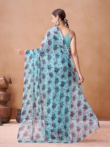 Image of Garden Vareli Nara Chiffon All-Over Floral Print Saree