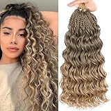 Leeven Boho Ocean Wave Crochet Hair 14 Inch 8 Packs Pre Looped Curly Crochet Hair Short Ocean Braids Pre Twisted Synthetic Deep Wavy Crochet Hair for Women #T33/27