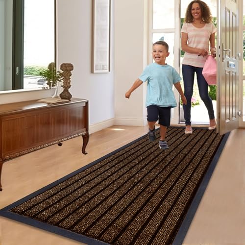 Rugs Inn Rubber Runner Rugs for Hallways - Dirt Trapper Indoor and Outdoor High Traffic Areas, Garages, Storefronts, and Everyday Home Use Carpet Runners (Brown, 80 x 150 cm)