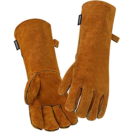 INNO STAGE Welder Gloves Heat Resistant 16 Inches Cowhide 662 â„‰ Leather Forge Mig Welding Gloves for BBQ Mitts Fireplace Wood Stove Fire Pit Oven Grill Men Accessories