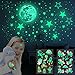 460 Points Lune et Etoiles Phosphorescentes Stickers Muraux, Stickers Etoilés Muraux Lumineux, Fluorescents Lumineux Autocollant Plafond pour Décoration de Chambre d'enfant Bébé