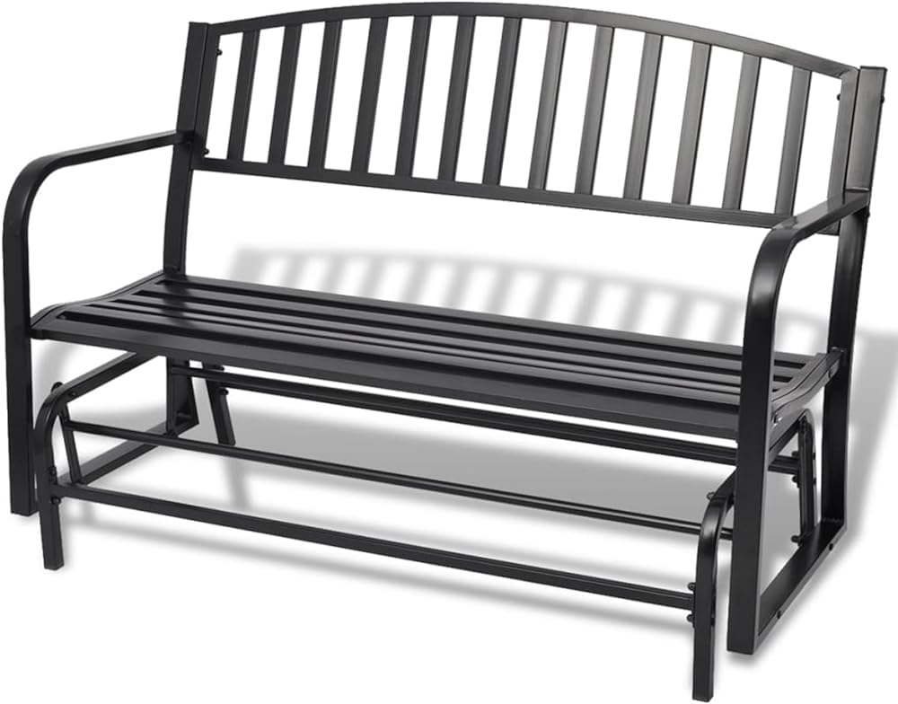 Banc extérieur planeur robuste avec cadre en acier traité