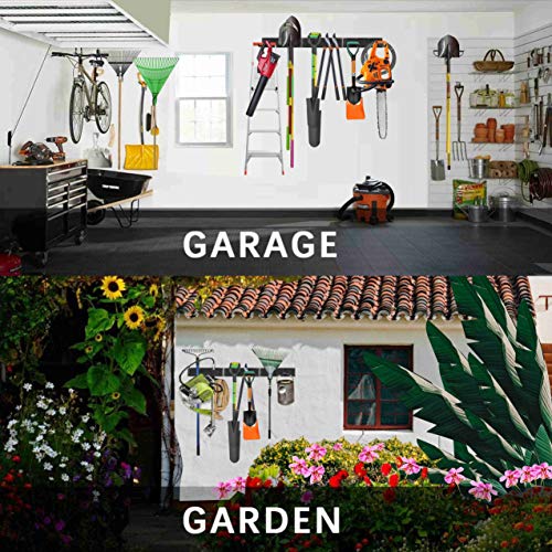 Garage Tool Storage Organizers Wall Mounted With 6 Removable Hooks And 3 Board, Super Heavy Duty Powder Coated Steel Garden Tool Hanger Rack For Chair, Broom, Mop, Rake Shovel & Tools #TOP5