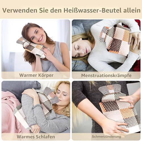 Wärmflasche Wärmflaschengürtel 1L 130cm Extra Langer 3 in 1 Koala Wärmflasche gürtel extrem flauschig, aus Gummi mit weichem Taillen-Bezug wärmeflasche für Nacken, Schulter, Rücken, Beine, Taille