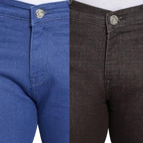 Image of DAIS Men's Stretchable Slim Fit Mid Rise Jeans, Pack of 2, (Combo of 2 Jeans)