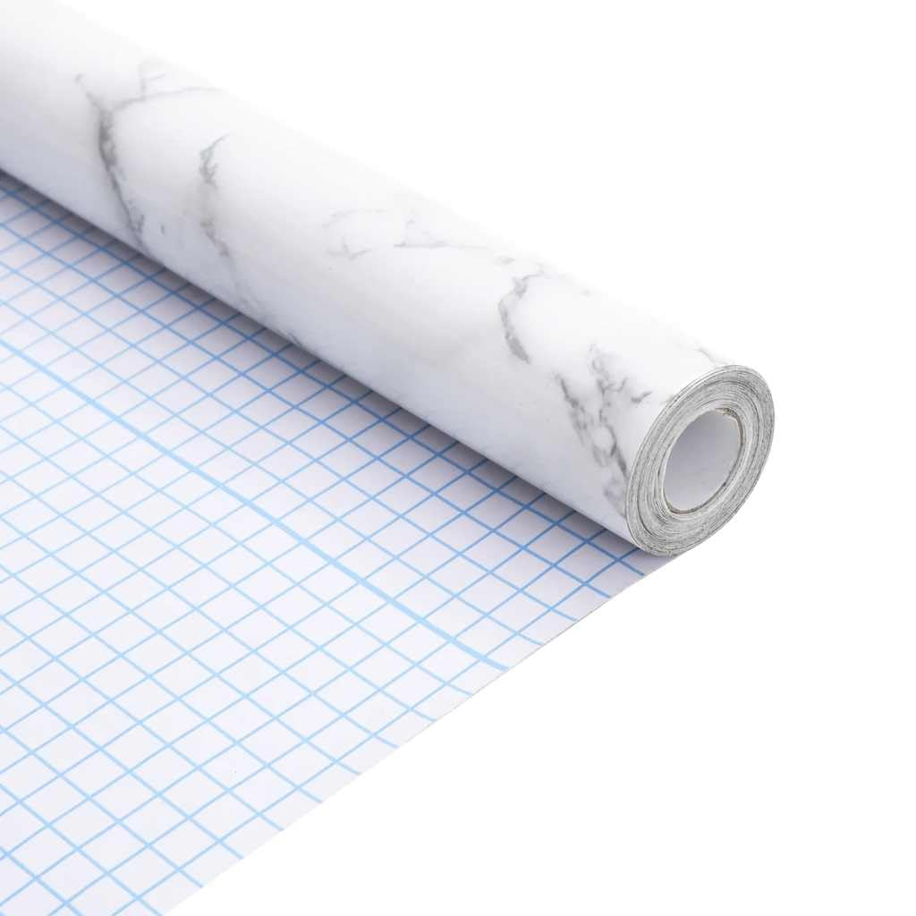 Lámina autoadhesiva para muebles, color blanco mármol, PVC, 90 x 500 cm, para superficies lisas, 0,15 mm, lámina decorativa para mesa, armario, pared y cristal
