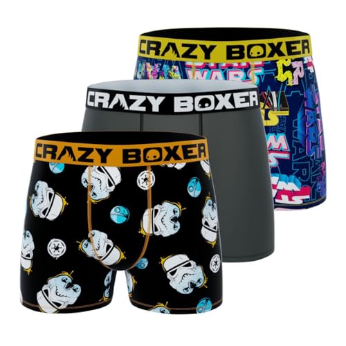 CRAZYBOXER Men's Underwear Star Wars Lightweight Stretch Boxer Brief Breathable (3 PACK)