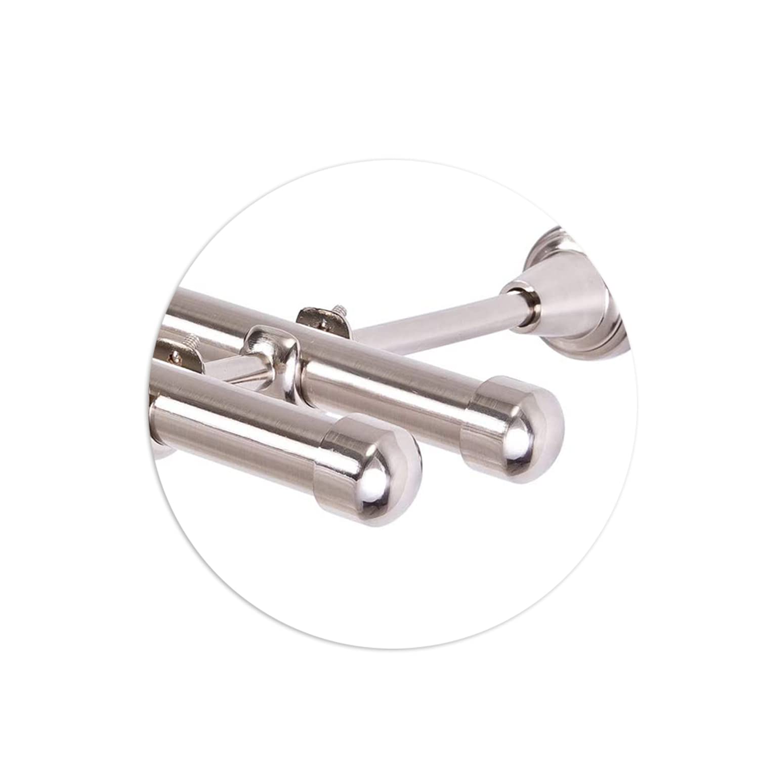 MDEKOR Tringle à rideaux double rail en métal aspect inox diam.19 mm 320