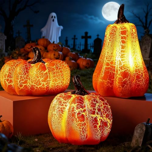 Halloweendeko Kürbis Deko,3 Stück Halloween Deko Kürbis...