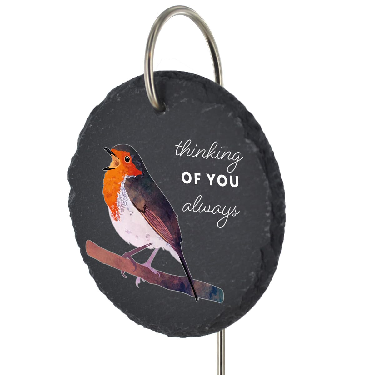 Global Designs Robin Grave Stick Marker Plaque Ornament Memorial Slate Thinking Of You Sentimental Tribute Graveside Decor 25x11cm