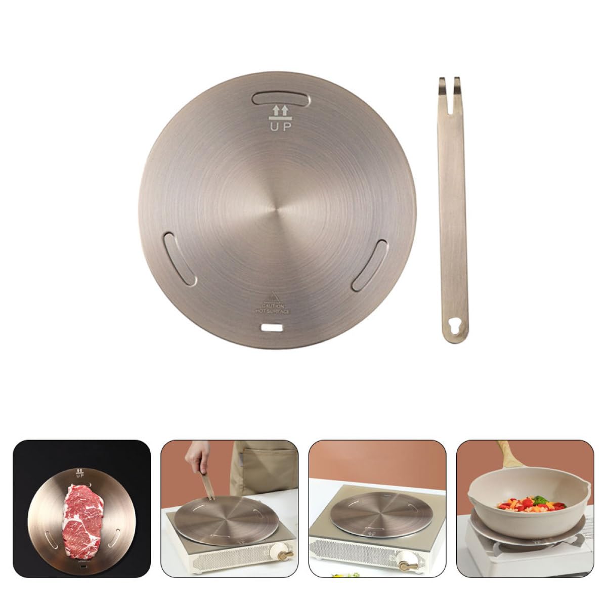 Placa Difusora de Calor de Acero Inoxidable de 16 Cm, Anillo Adaptador para Estufa de Gas y Eléctrica, Convertidor para Cocinar Uniformemente en Ollas y Cafeteras, Accesorio