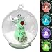 BANBERRY DESIGNS Faith Hope Love Angel Ornament - LED Light Up Christmas Ball Ornament with an LED Angel Inside - White Glittery Hand-Painted Snowflakes