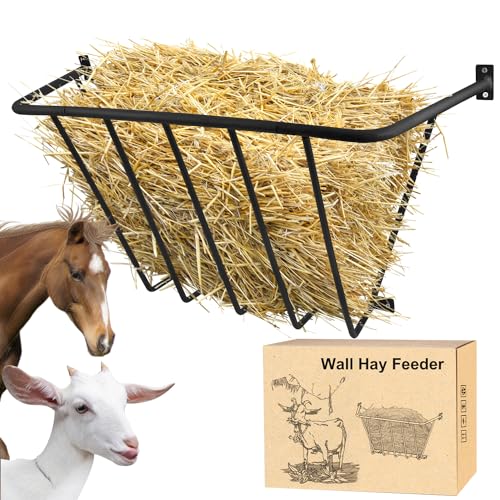 Image of Hay Feeder Goat, 27"x 21"x10" Goat Hay Rack 1 Pack, Heavy Duty Iron Wall Hay Rack for Sheep, Horses, Effortless Installation in Farms, Stables, Goat Barns, and Yards