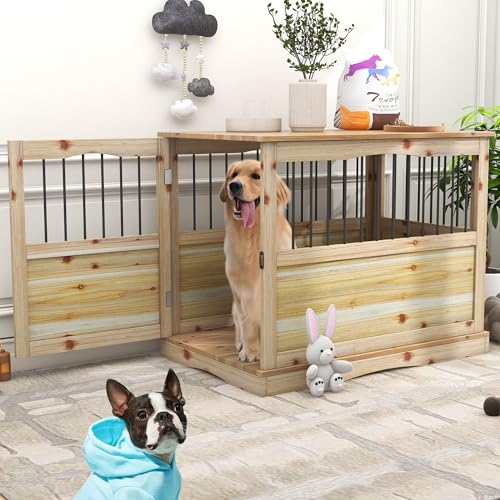TAOHFE Solid Wood Dog Crates for Medium Dogs, Multifunctional Dog Kennel Furniture, Sufficient Space for Pets Dog Kennel Indoor, Medium Dog Crate Furniture with Reliable Metal Lock - Image 3