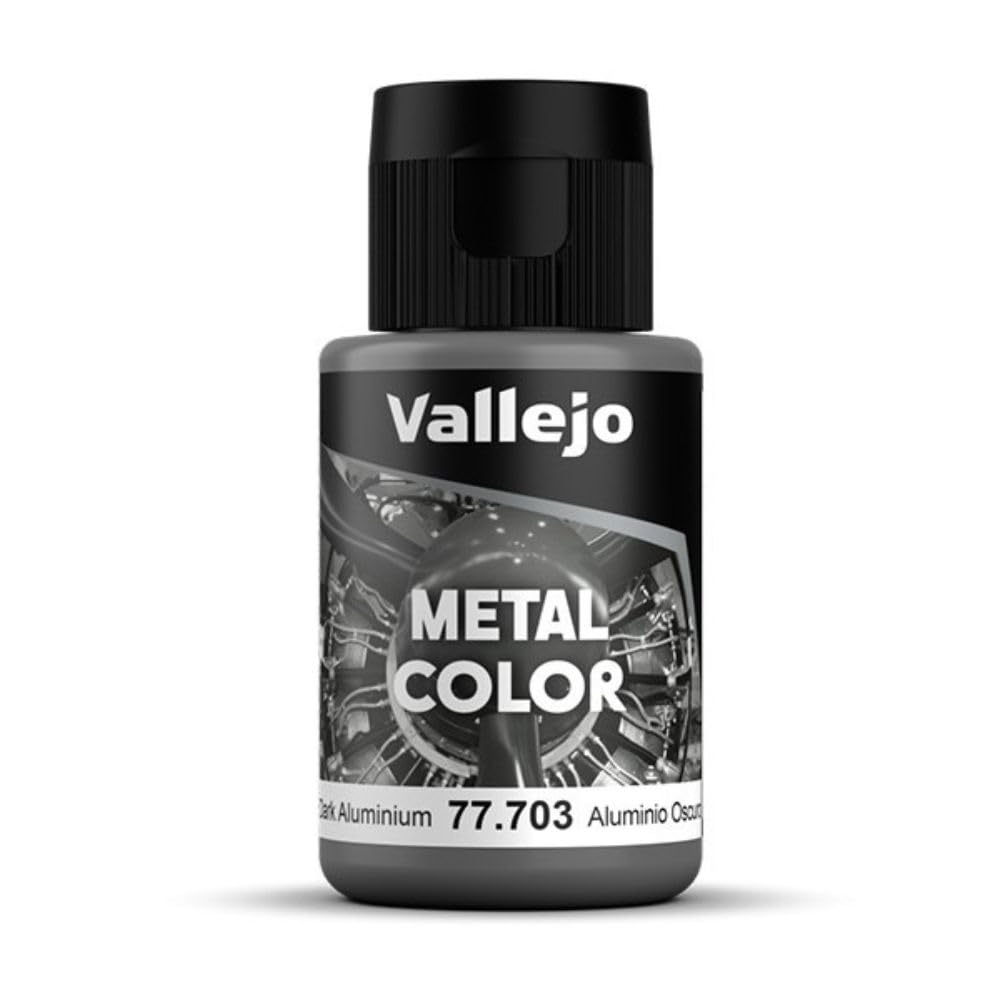 Vallejo - Metal Color | Dark Aluminium 32 ml (1.08 fl.oz.) | Faithfully Reproduce Different Metallic Finishes