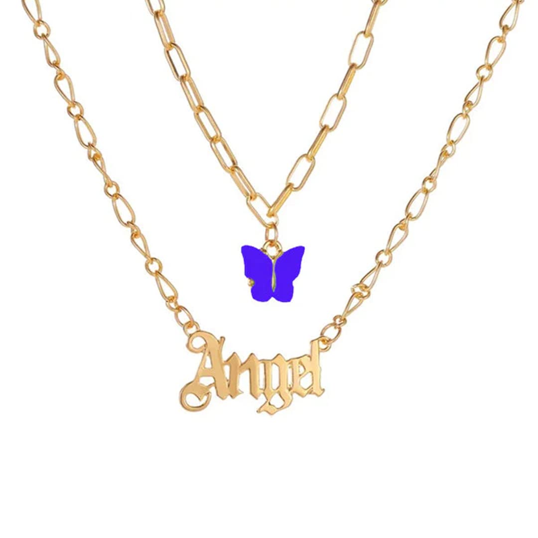 Vembley Double Layered Royal Blue Butterfly Angel Necklace For Girls And Women (B0BK4RMZH2) Amazon Price History, Amazon Price Tracker