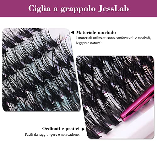 JessLab Ciglia a Grappolo Individuale, Curly Wispy...